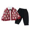 Spring and Autumn Suits 1-3 Years Old Children's Autumn Clothes Handsome Shirt + Cardigan + Pants Three-piece Suit