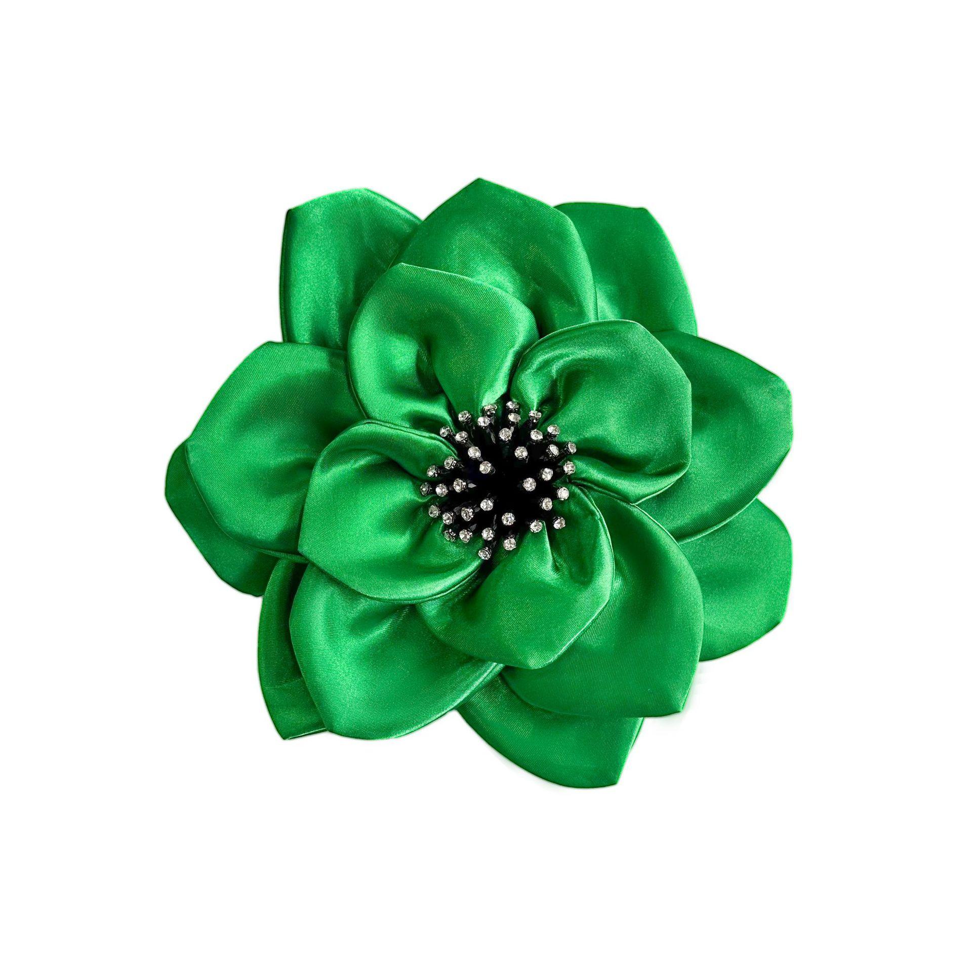 

Multi-Color Fabric Multi-Layer Large Flower Nail Diamond Corsage Decoration Hair Accessories Bag Clothing Accessories Cloth Sticker 7469 green