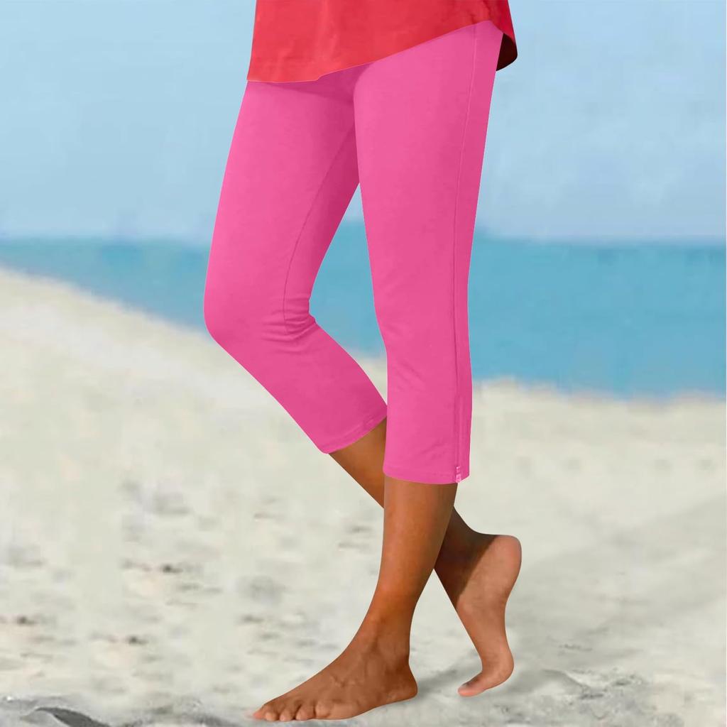 Pantaloni da donna lunghezza capri tessuto morbido elasticizzato vestibilità comoda pantaloni per donna adatti per l'uso quotidiano e le attività