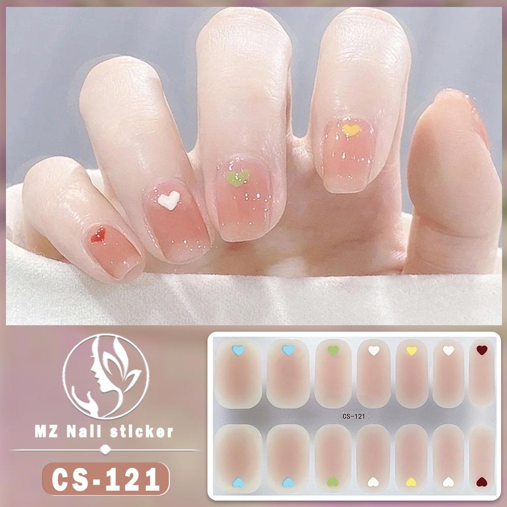 CS Waterproof No-Cure Gel Nail Wraps, Full Cover Contrast Color Tiger Head Pattern Nail Stickers, Nail Patch Films