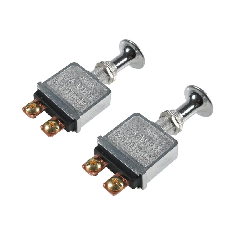 Heavy Duty 75 Amp Push Pull Switch Accessory Metal 6-28V 2P Terminals Knob for Hot Rods Big Trucks Boat Accessories