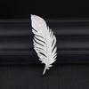 Zircon Feather Brooch: Elegant Unisex Korean-Style Suit Accessory.