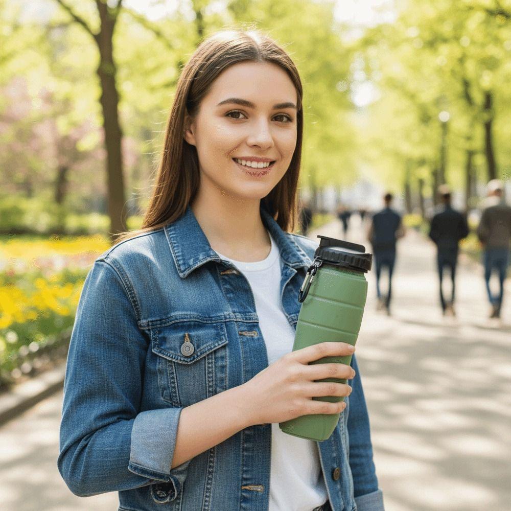 650ml Sports Water Bottle Silicone Folding Water Cup Portable Foldable Water Bottle Cycling