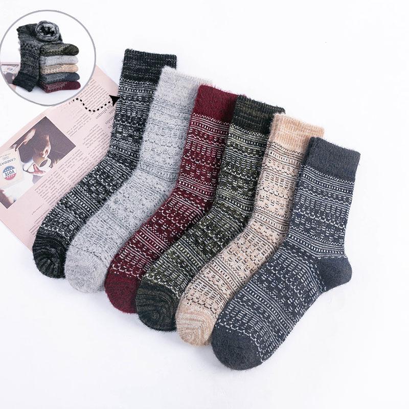3 Pairs of Autumn and Winter Socks with Thickened Faux Mink Wool and Warm Rabbit Wool, Men's Mid-calf Socks