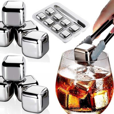 4/6/8 Pcs Stainless Steel Ice Cubes Set Reusable Chilling Stones for Whiskey Wine Wine Cooling Cube Chilling Rock Party Bar Tool