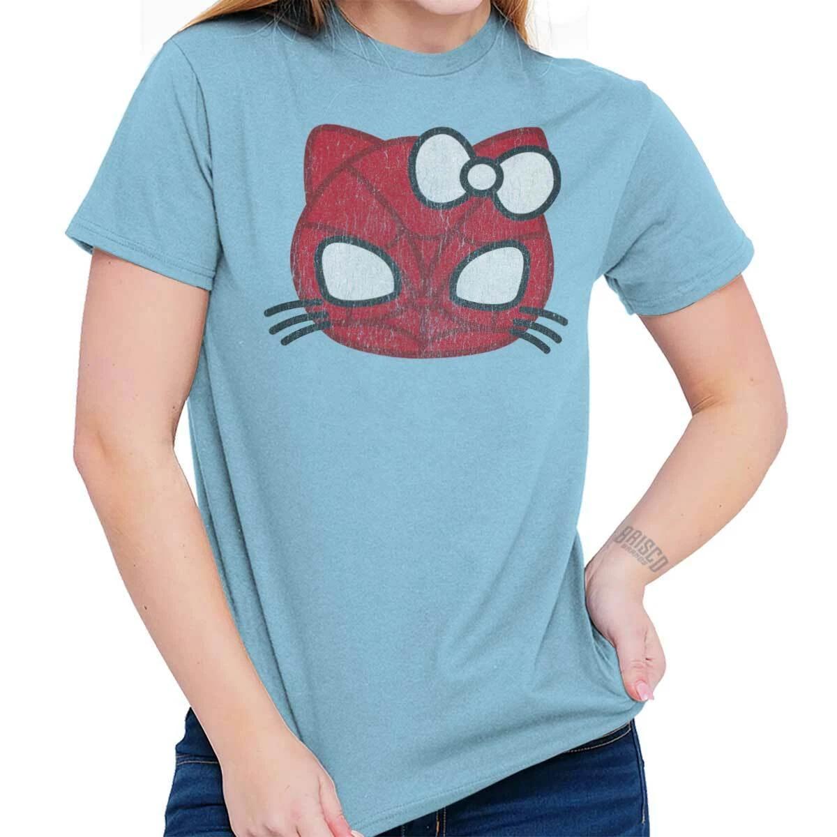 Kitty Cat Spider Superhero Adorable Gift Womens Graphic Crewneck T Shirt Tee XXL