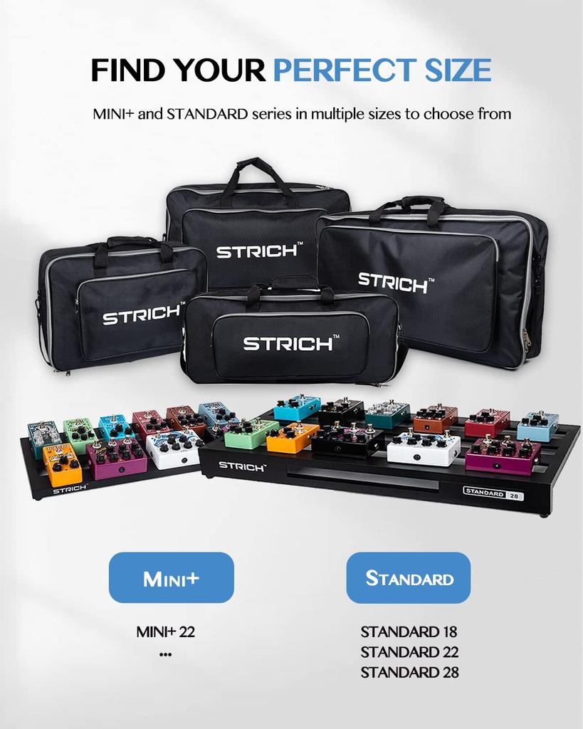 STRICH Guitar Pedal 56 X 32cm Aluminum with Carry Lightweight Effects Guitar Pedal Standard 22 Board, Alloy, Bag, 1.21kg Board, (Angled)