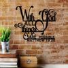 1 Wall Black Iron Art Sign of "With God, All Things Are Possible" Metal Wall Art - Modern Home Decor for Bedroom, Living Room, or Bathroom.