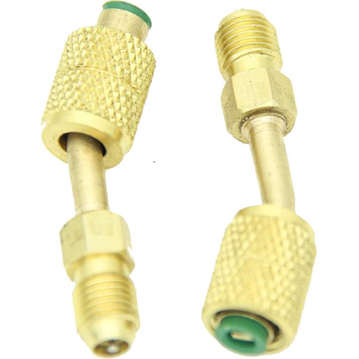 Mini Split Adapter, R410A Adapter, R-410a Refrigerant Adapter, 5/16In SAE Female Quick Couplers to 1/4In SAE Male Flare, 45 Degree Charging Vacuum
