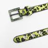 Luxury 2.3cm Leopard Print Leather Belt with Floral Eyelets & Rhinestones, No Punching Needed, Pin Buckle, Fully Diamond-Encrusted.