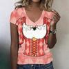 Camiseta Casual de Manga Corta con Cuello en V para Mujer con Estampado de Oktoberfest Top Tejido Ligero y Suave Ajuste Cómodo para el Uso Diario