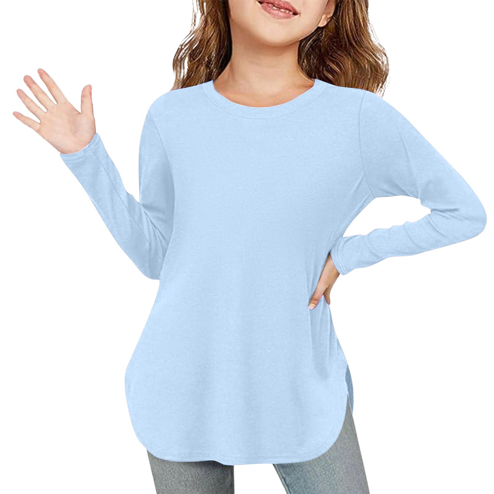 

Girls Long Sleeve T-Shirt - Round Neck Basic Top For Kids 110
