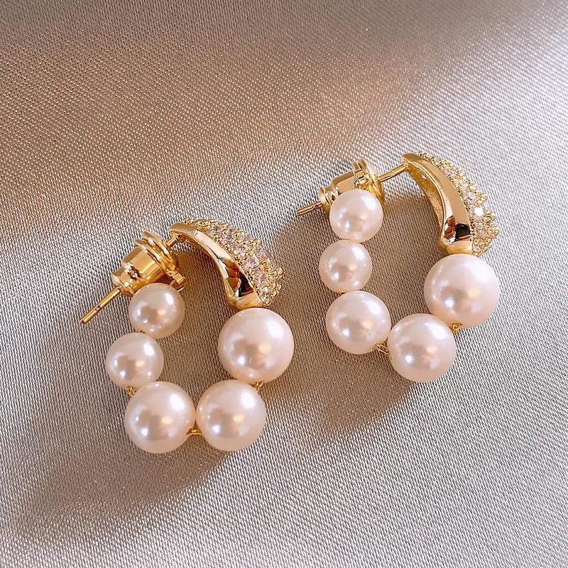 2025 Silver Needle Zircon Pearl Earrings: French Retro Light Luxury Studs for Women
