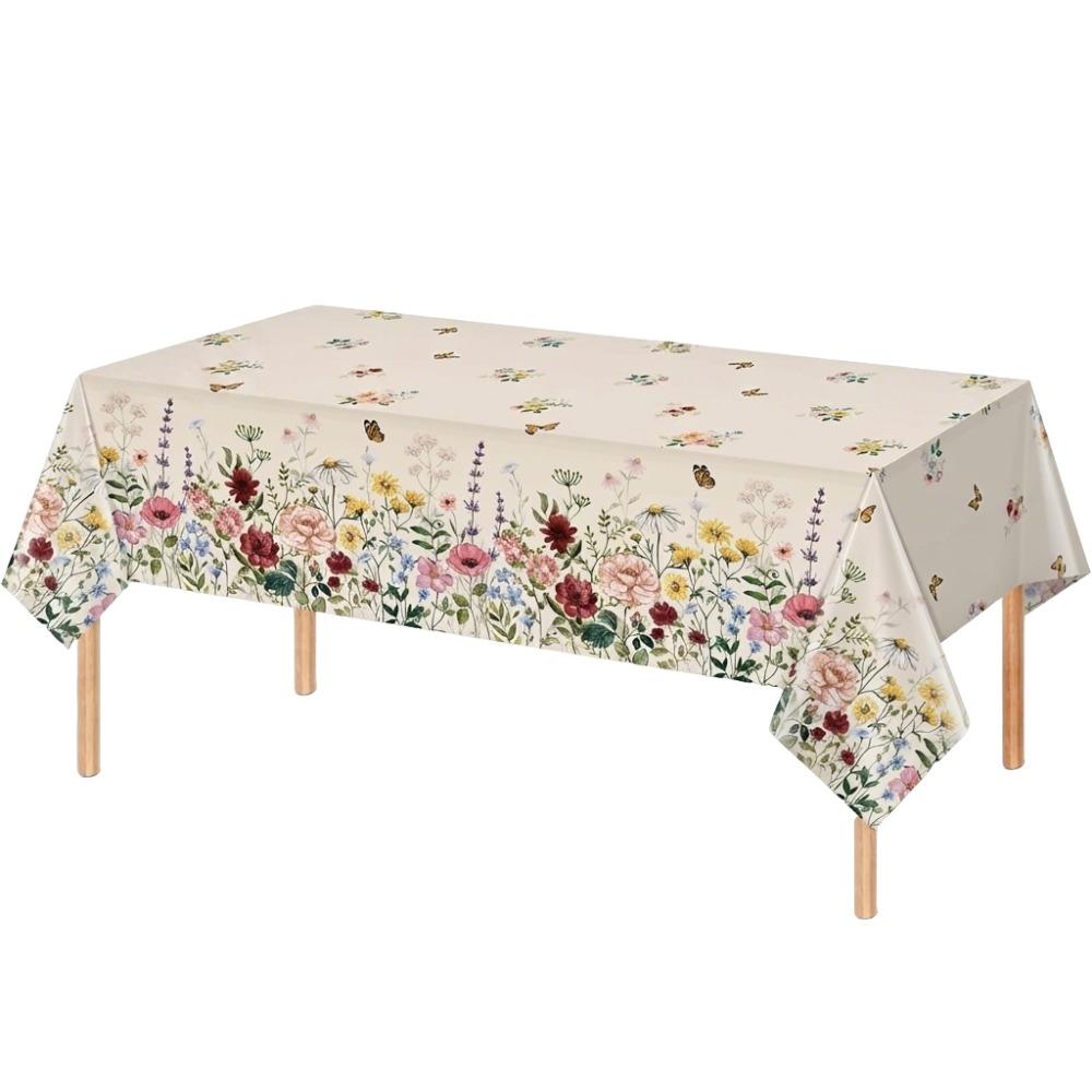 Waterproof Spring Floral Tablecloth Rectangle Shape Table Mat New Table Cover  Wedding Celebration 60*60cm-Spring Floral