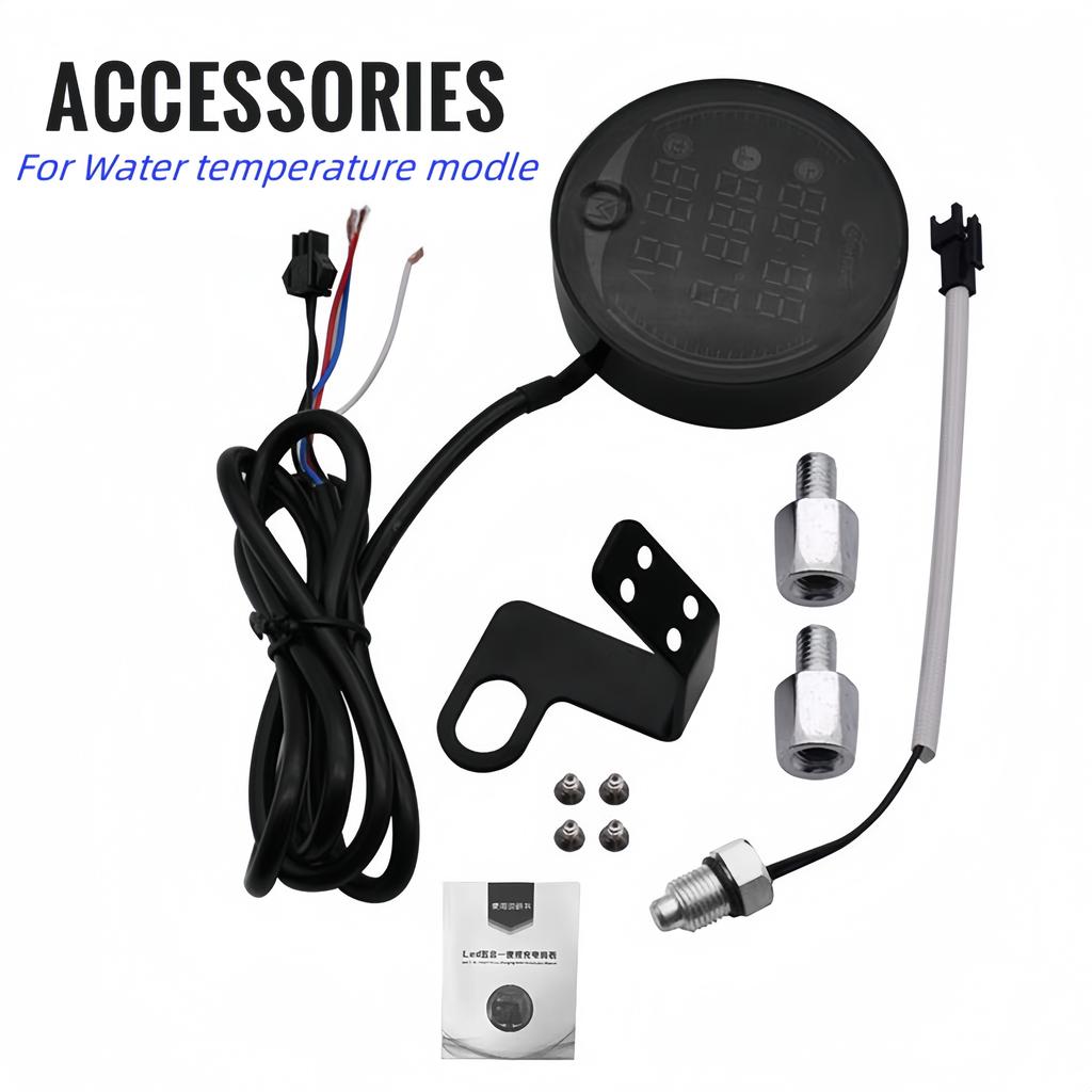 9-24V Waterproof 5-In-1 Motorcycle Led Night Vission Multi-function Voltmeter For Volatge Timer Temperature Usb Charger