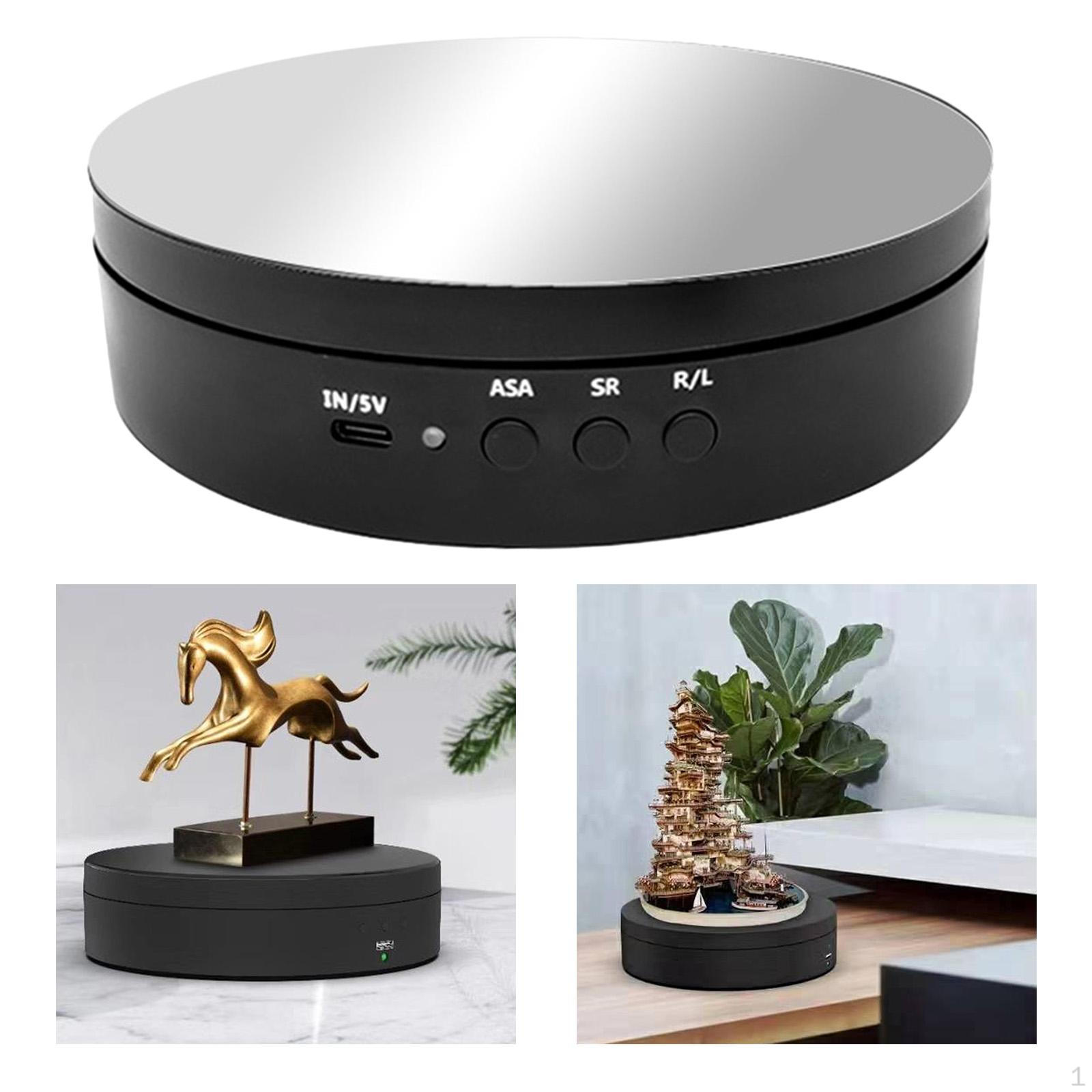 

Rotating Display Holder Base Revolving Platform USB Power Degree Jewelry 3 Collectible Watch black mirrored