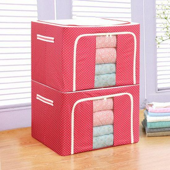 Coffre de rangement pliable en tissu avec cadre en acier et revêtement imitation lin imperméable