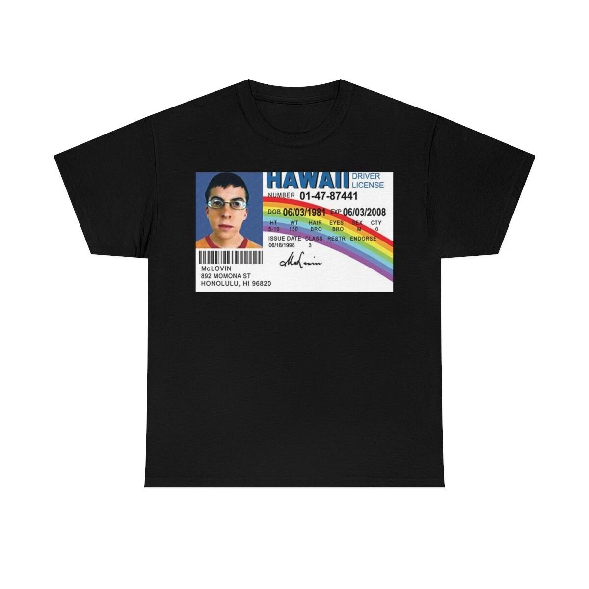 McLovin Hawaii Drivers License From the movie Super Bad Short Sleeve Tee 3XL