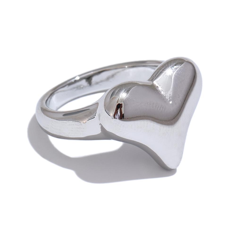 Yhpup Stainless Steel Heart Love Ring Water Resistant 18K PVD Plated Romantic Gift Charm Fashion Jewelry Accessories