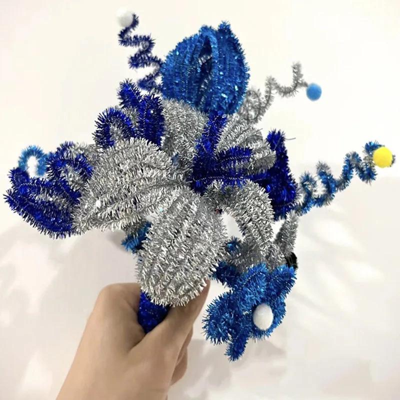 30cm Hand-Twisted Rods, 100 Pieces, Wool Strips, Bouquet Materials, Gold Onion Sticks, Educational Toys, Handicraft Supplies