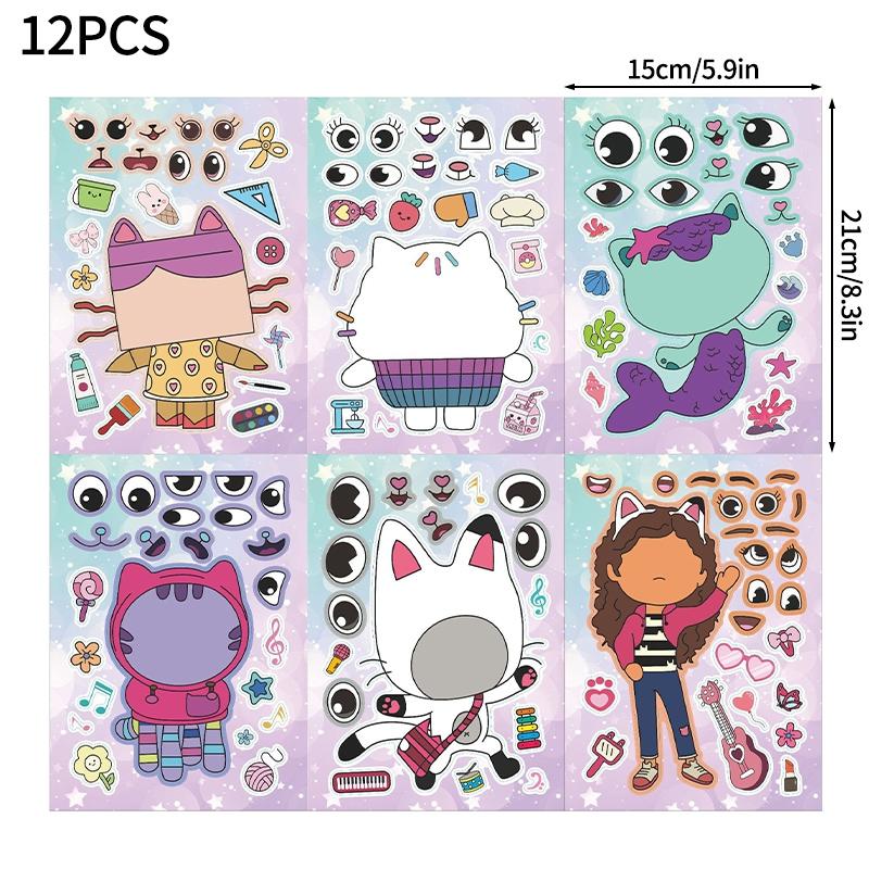 Gabby Dollhouse Stickers 8-50pcs Aesthetic Sticker Diy Decal for Scrapbook Phone Case Laptop Waterproof Sticker Decal Party Gift