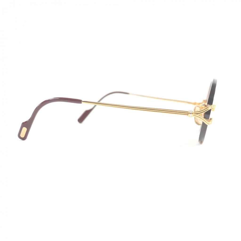 Great Cartier sunglasses Oval Rimless Two-Point gold mens Used