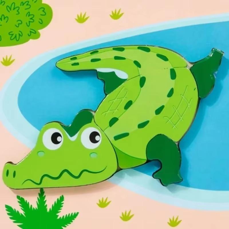 Wooden 3D Puzzle Children's Educational Cartoon Animals Early Learning Intelligence Puzzle Game Toys Tangram For Children Gift