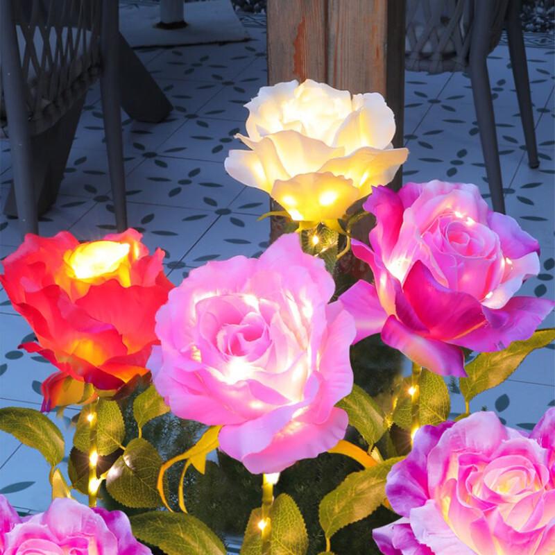 Empfick LED Solar Garden Rose Flower Stake Light