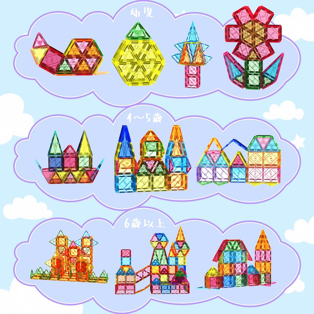 Magnetic Building Magnetic Magnetic Building Educational Toys for 3D Popular Toys for Girls and Christmas Gift Manual 97-Piece Blocks, 7.5cm Tiles,