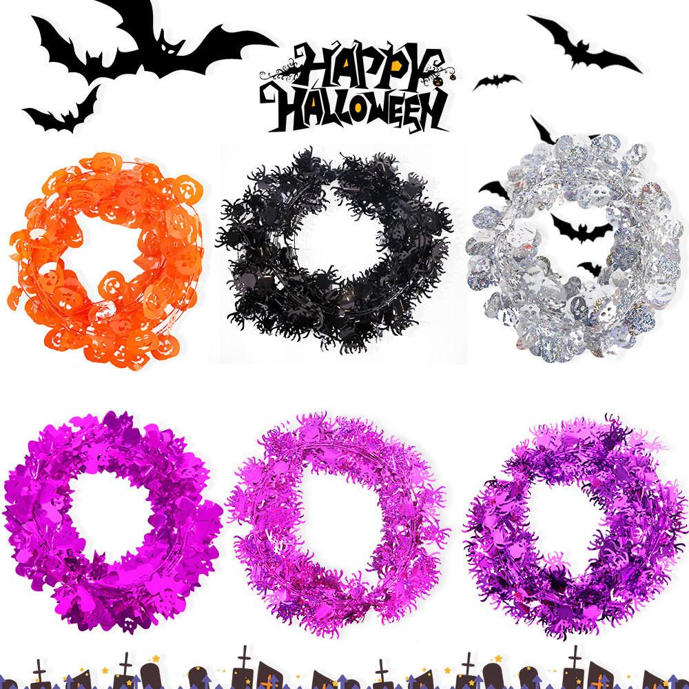 75 Meter Decorative Halloween Wire Garland With Colorful Pumpkin Skeleton Bat And Spider Designs For Spooky Vibes
