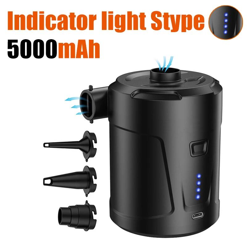 

Портативный мини-электрический воздушный насос с 3 насадками, аккумулятор 5200 мАч для надувных матрасов, поплавков, ПВХ-лодок, плавательных кругов