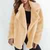 Sexy Plush Lapel Fitted Jacket Winter Women Faux Fur Cardigan Coats Double-Faced Fleece Casual Solid Color Outwear Female Plush Thick Jacket
