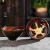 Jian Zhan Kiln-Change Ceramic Sand Gold Tea Cup - Hat-Shaped Tea Tasting Bowl