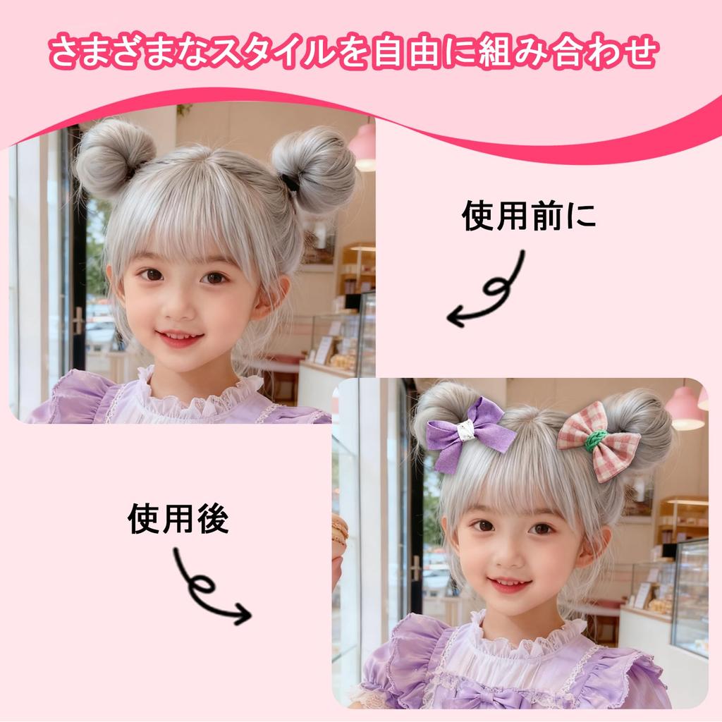 Fashionable and cute ribbon hair bands for kids, purple, for girls, no need to tie hair, 10-pack