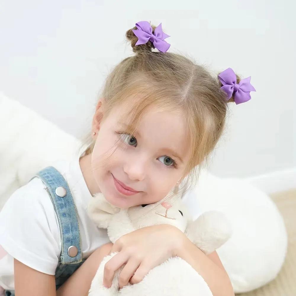 BABY BOWS 10pcs/Set Solid Handmade Bows Hair Clips Ribbon Bowknot Hairgripes for Girls Barrette Classical Kids Headwear Whole