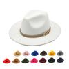 Autumn And Winter British Style Men And Women Woolen Soft Felt Hat Big Eave Hat Classic Khaki Belt Woolen Top Hat
