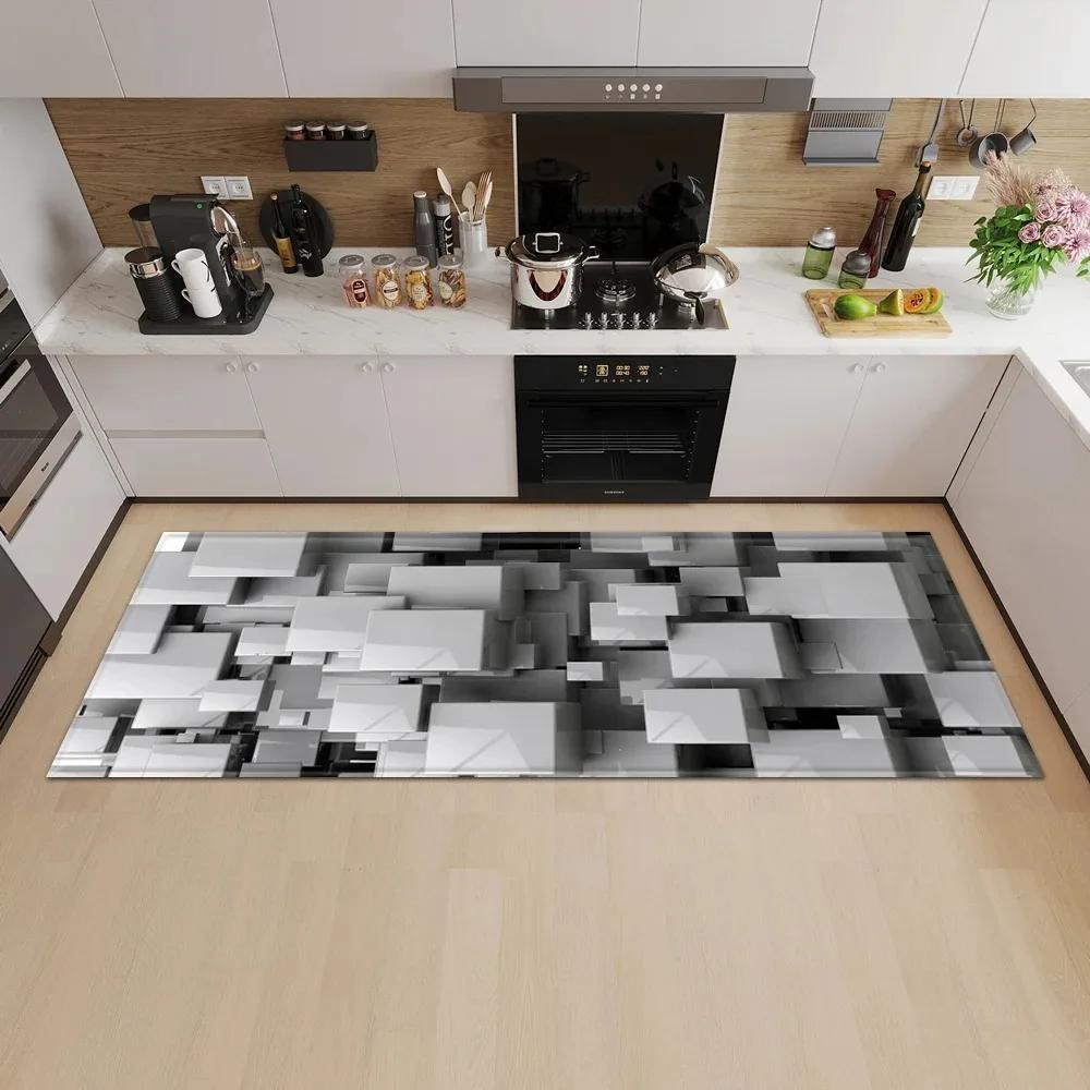 Geometric Square Pattern Home Kitchen Floor Mat Door Front Decoration Floor Mat