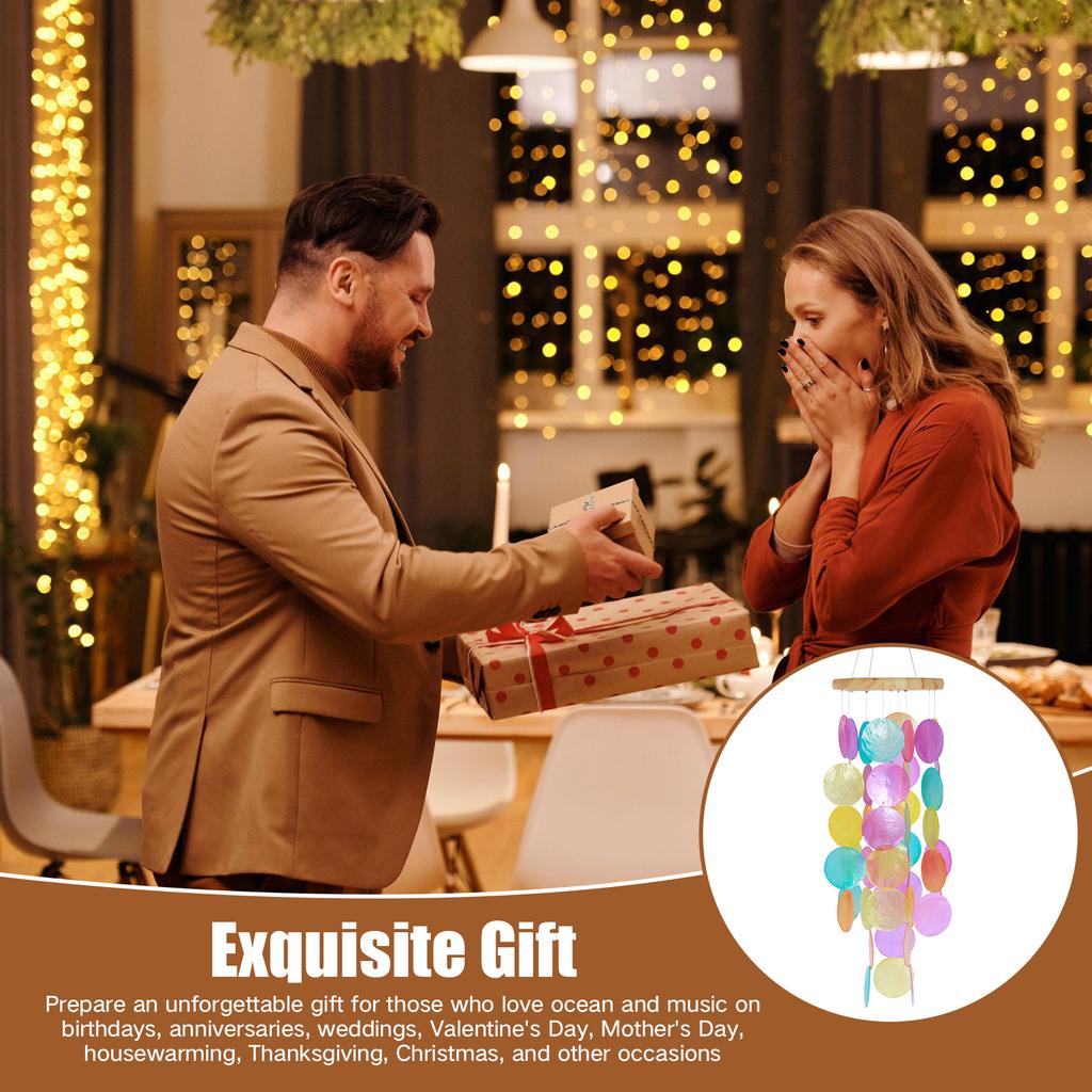 Snäckskal Vindspel Hängande Handgjorda Färgglada Snäckskal Vindspel Delikat Utomhus Vindspelsdekoration Lättvikt Vattentät