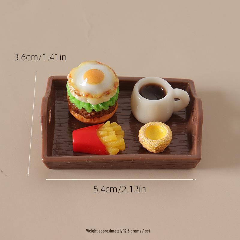 Dollhouse Miniature Food Set: Hamburger, Fries & Coffee Tray