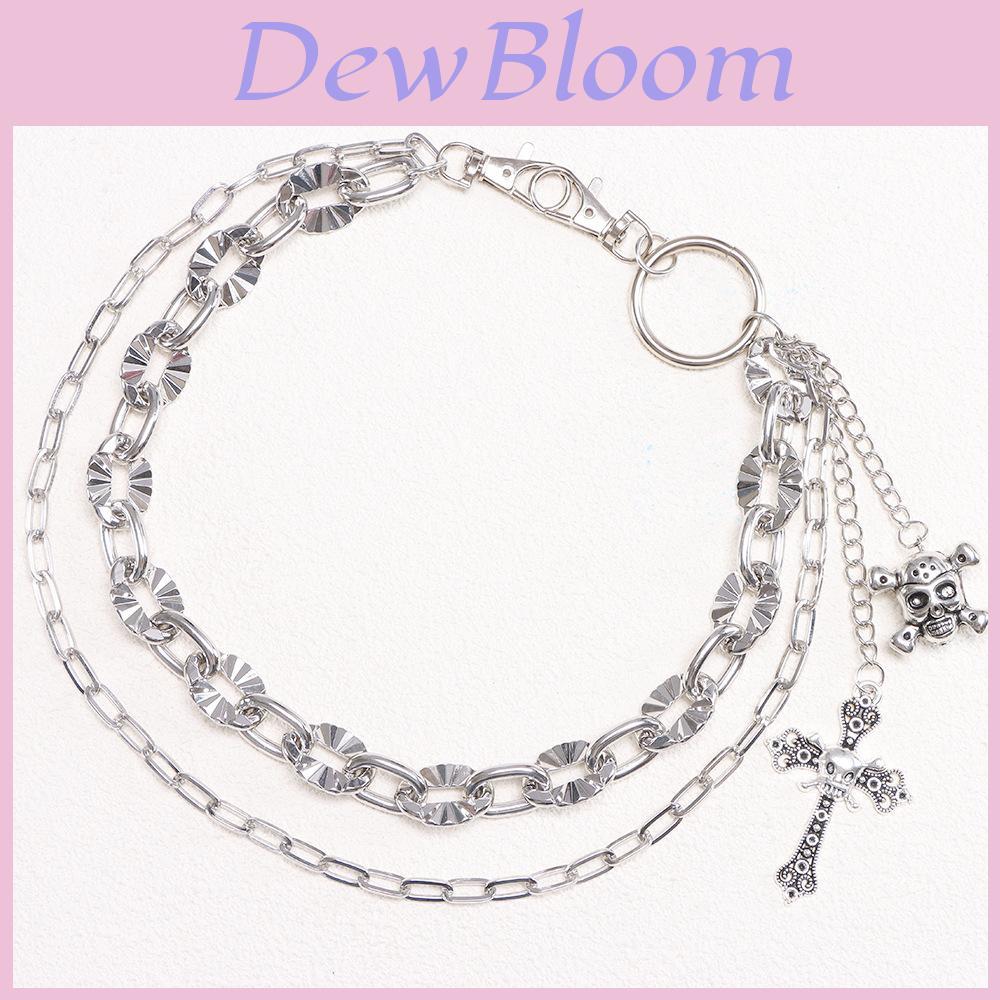 Hip Hop Skull Cross Pendant Metal Waist Chain For Men And Women