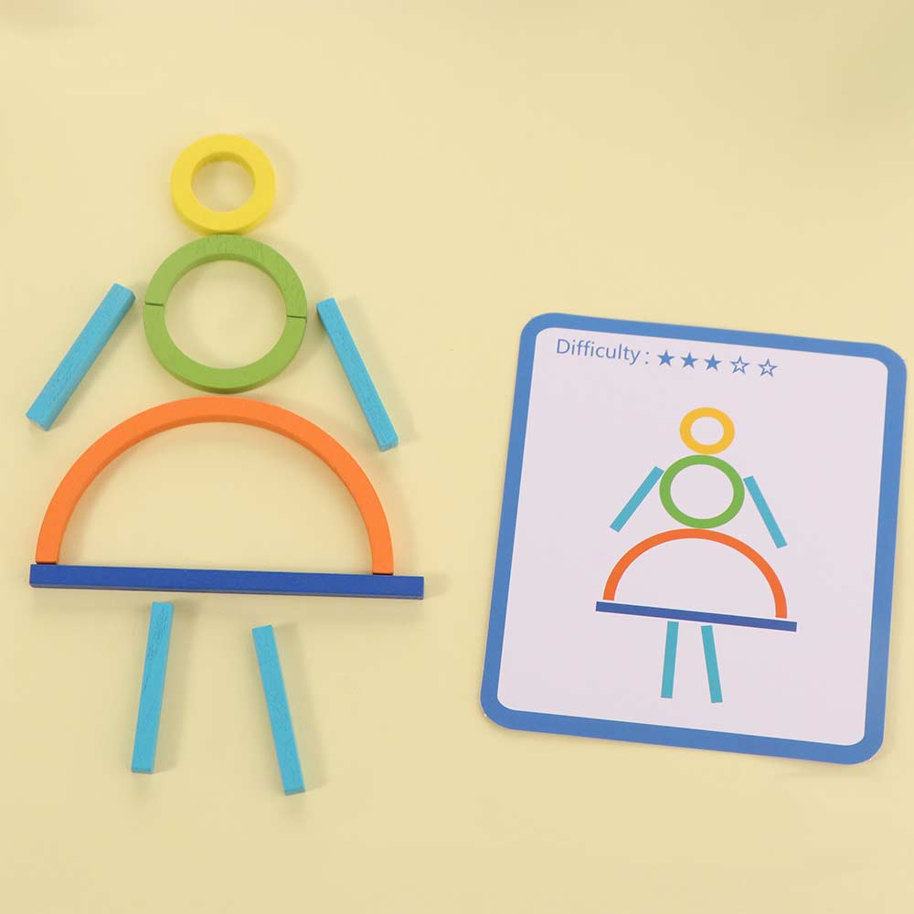 Sticks and Rings Wooden Sticks Puzzle Intelligence Game Wooden Game Toys  Preschool