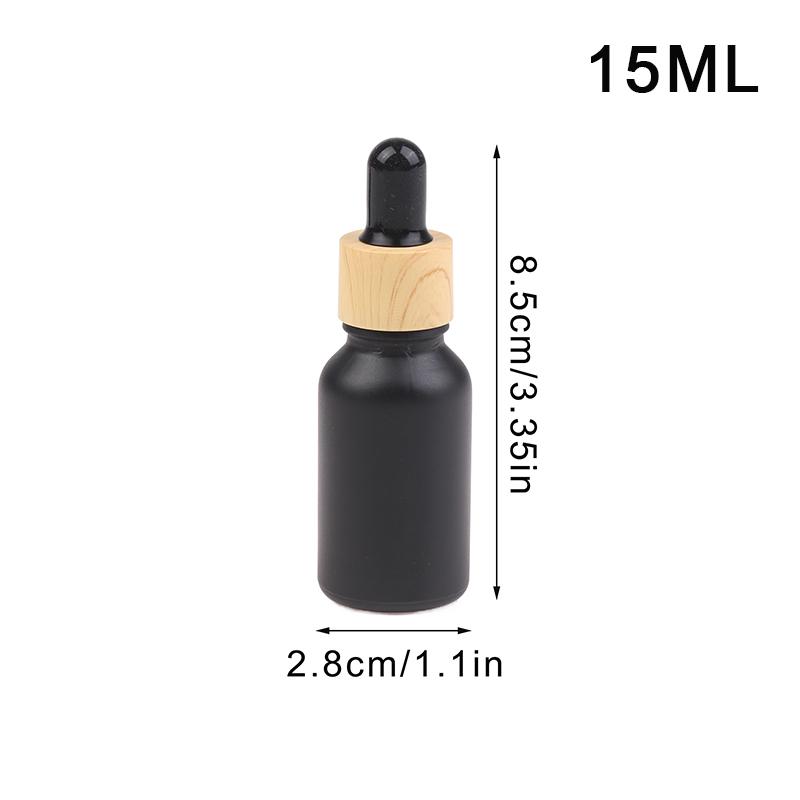 

5мл-100мл Черная матовая стеклянная бутылка для эфирного масла, бутылка-капельница с текстурой дерева, бутылка-пипетка для ароматерапии, многоразовая 15ml