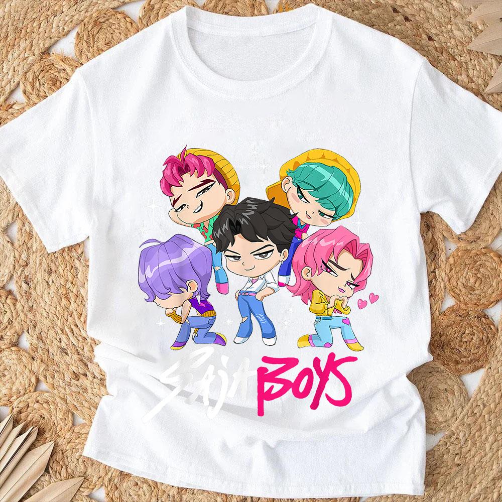 Anime Kpop Demon Hunters Kids T-shirts Children's Clothing 2025 New Summer Casual Boys Girls Short Sleeve Tops