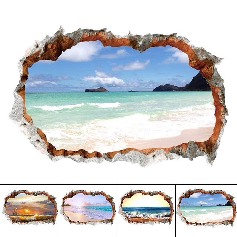 3D Ocean Ocean Wall Stickers Bathroom Floor Art Decal For Home Room Decoration