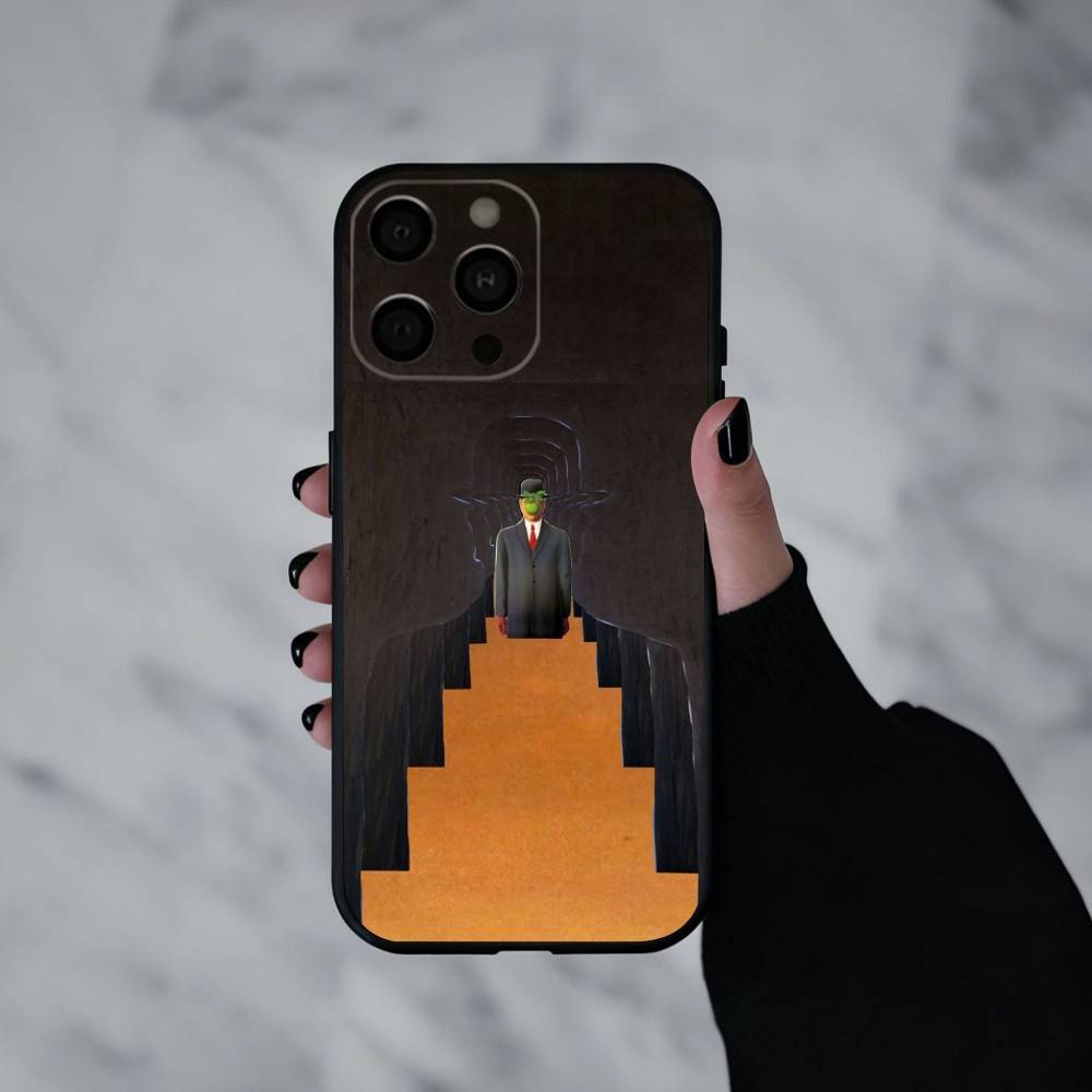 

R-Рене М-Магритт A-Искусство Чехол для телефона для iPhone 17pro,16,15,14,13,12,11 Plus,Pro Max,XS,Мягкий силиконовый черный чехол iPhone15