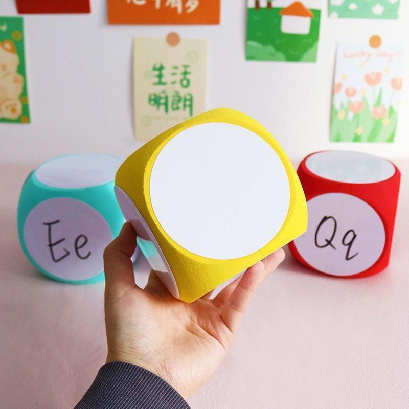 1PC DIY Blank Dice Write On/Wipe Off Dice Portable Cleanable Blank Game Cubes for Classroom Teaching Dry Erase Outside Dice