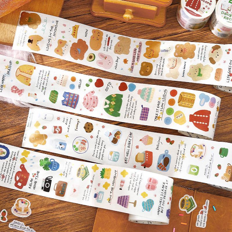 Letter Lover Die-cut Washi Tape - Warm Diary Artistic Illustration Pattern Stickers