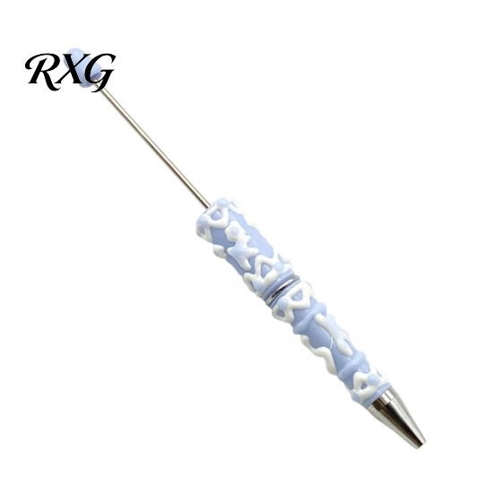Cute Cream Texture Pen DIY Beadable Pen, Plastic Beaded Black Ink Ballpoint Handmade Style for Students Teens Teachers School Office Supplies