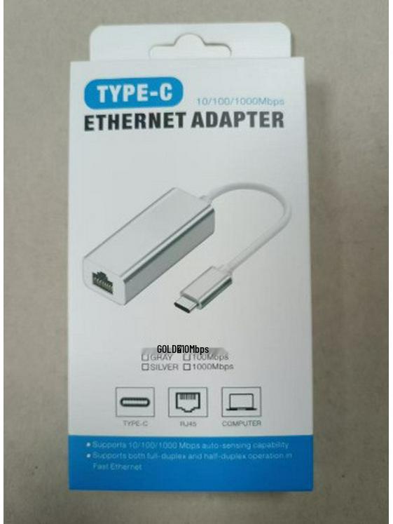 USB-C - RJ45 Gigabit Ethernet Adapter LED-es visszajelzővel