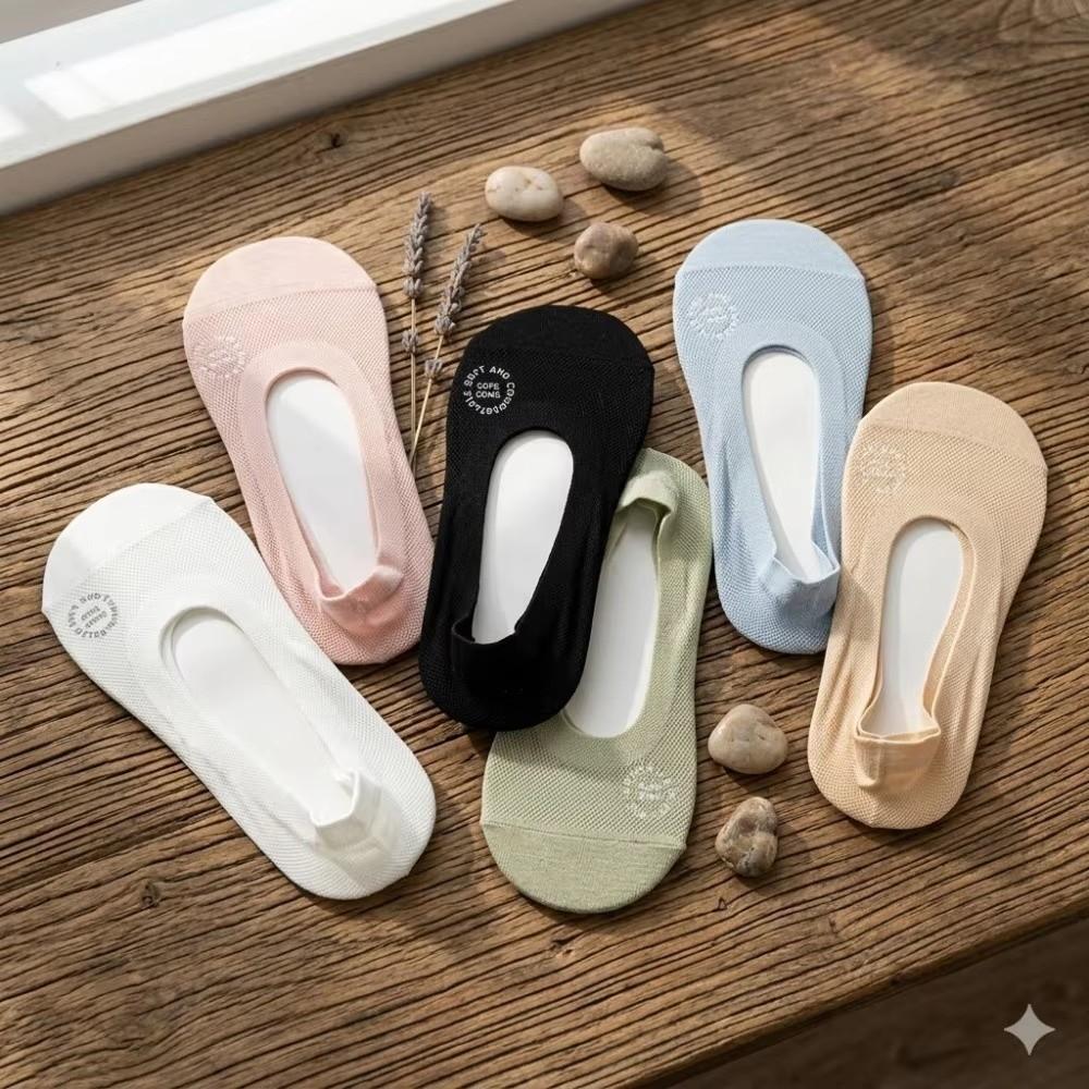 Solid Color Bottom Invisible Socks Ultra-Thin Anti Slip Socks Simple Boat Socks  Spring Summer